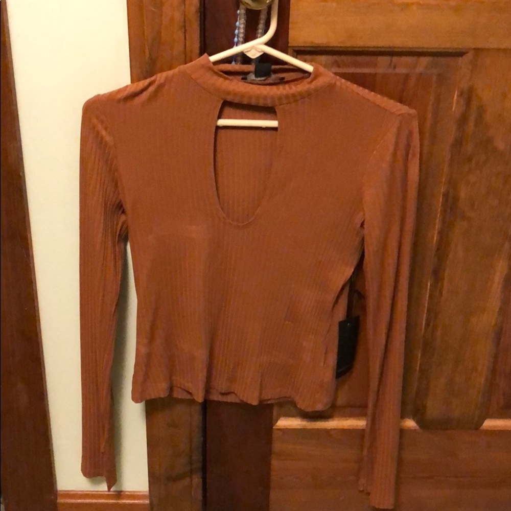 Long sleeve peak-a-boo shirt